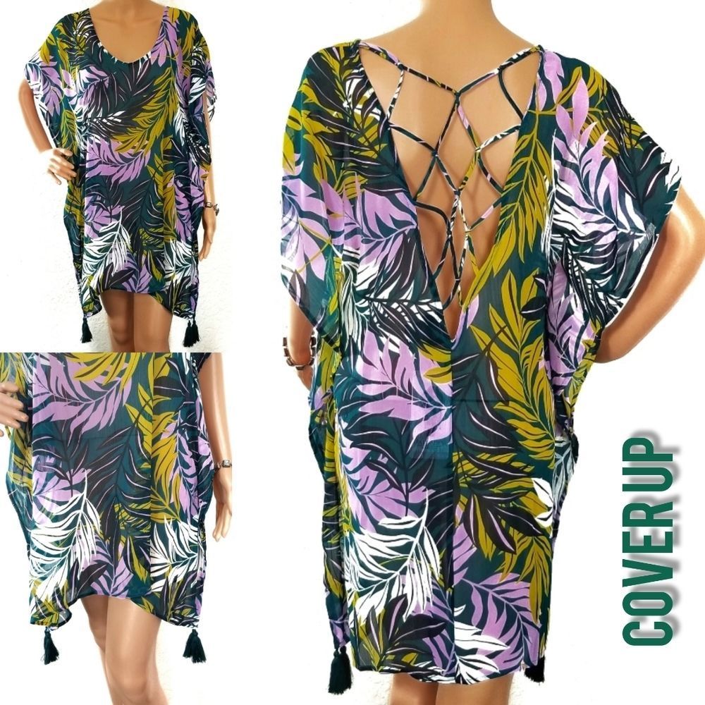 Cover Up Swim Kaftan Vertical Striped Coverup NEW - Picture 10 of 15